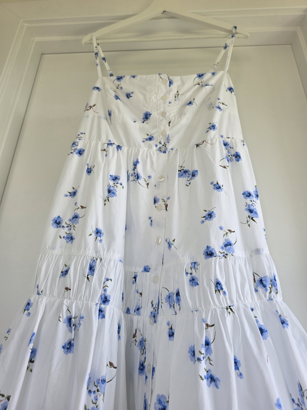 Quince 100% Organic Cotton Spaghetti Strap Maxi Dress Romantic Stems Medium - Picture 4 of 15